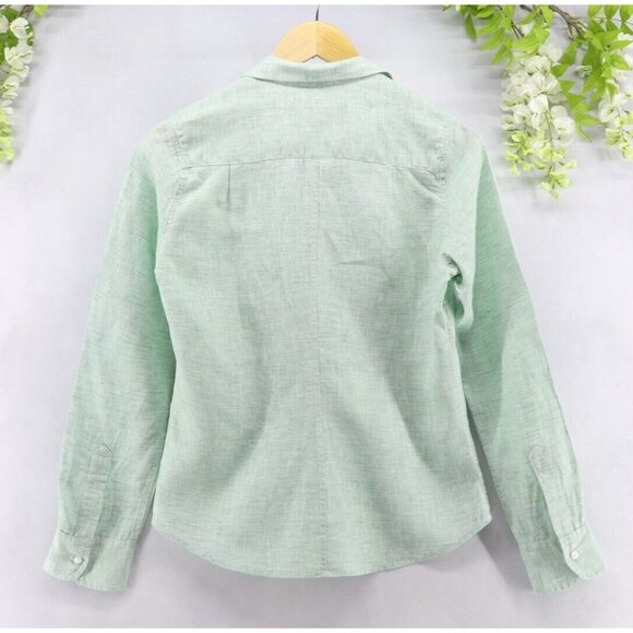 Frank & Eileen Women's Light Green 100% Italian Linen Button Down Shirt Top Sz S - Picture 2 of 9